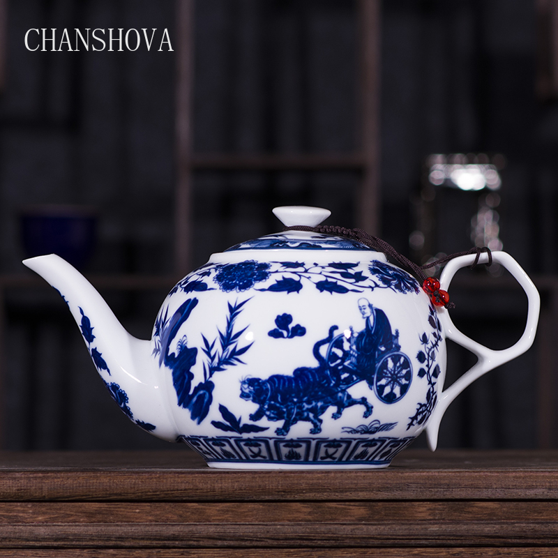 CHANSHOVA China Blau und weiß dünne porzellan teekanne Hohe kapazität 320ML 1L Keramik Tee topf traditionellen chinesischen Tee-einstellen