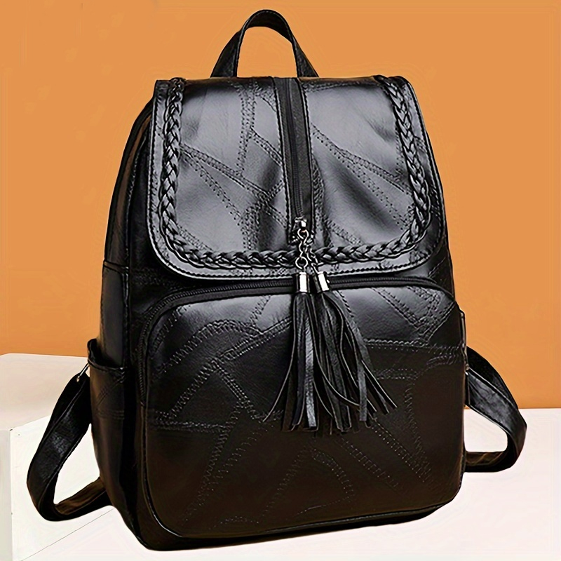 Mochila feminina bolsa escolar clássica preta à prova d'água bolsa de ombro de viagem multifuncional mochila feminina