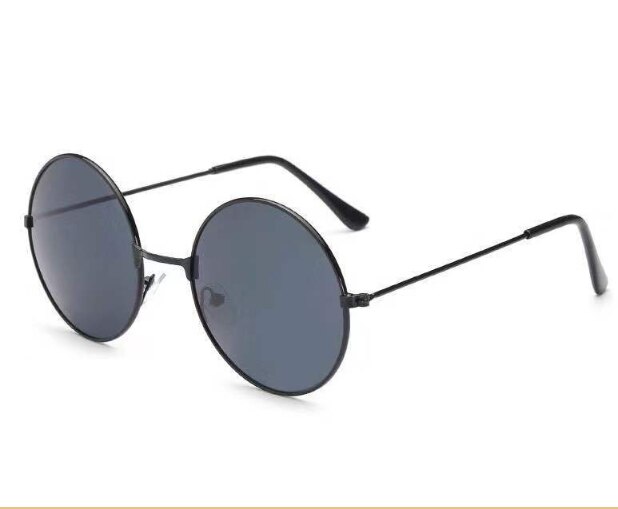 Vintage Round Sunglasses Women UV400 Sun Glasses Colorful Round-frame Glasses Female Male Metal Mirror Oculos De Sol: black