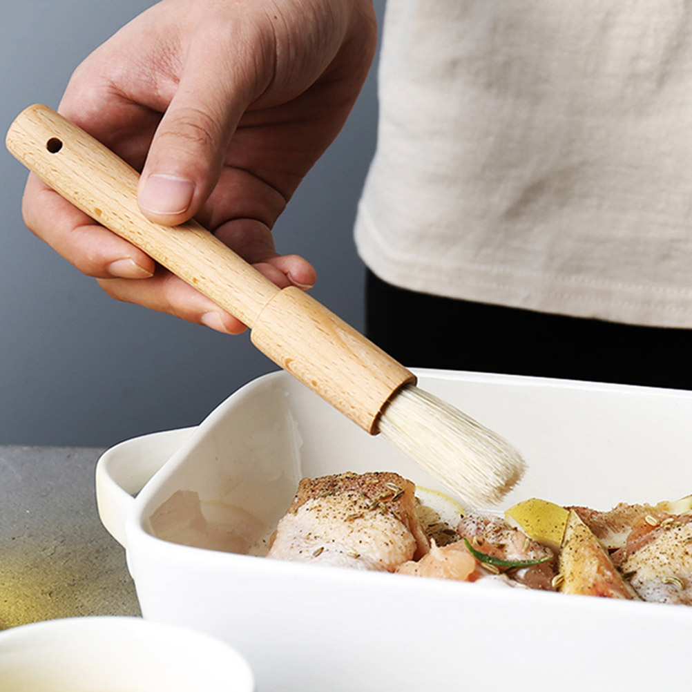 2pcs/lot BBQ Basting Brushes Oil Sauce Barbecue Grill Brushes Wood Handle Baking Pastry Butter Honey Brush for kitchen