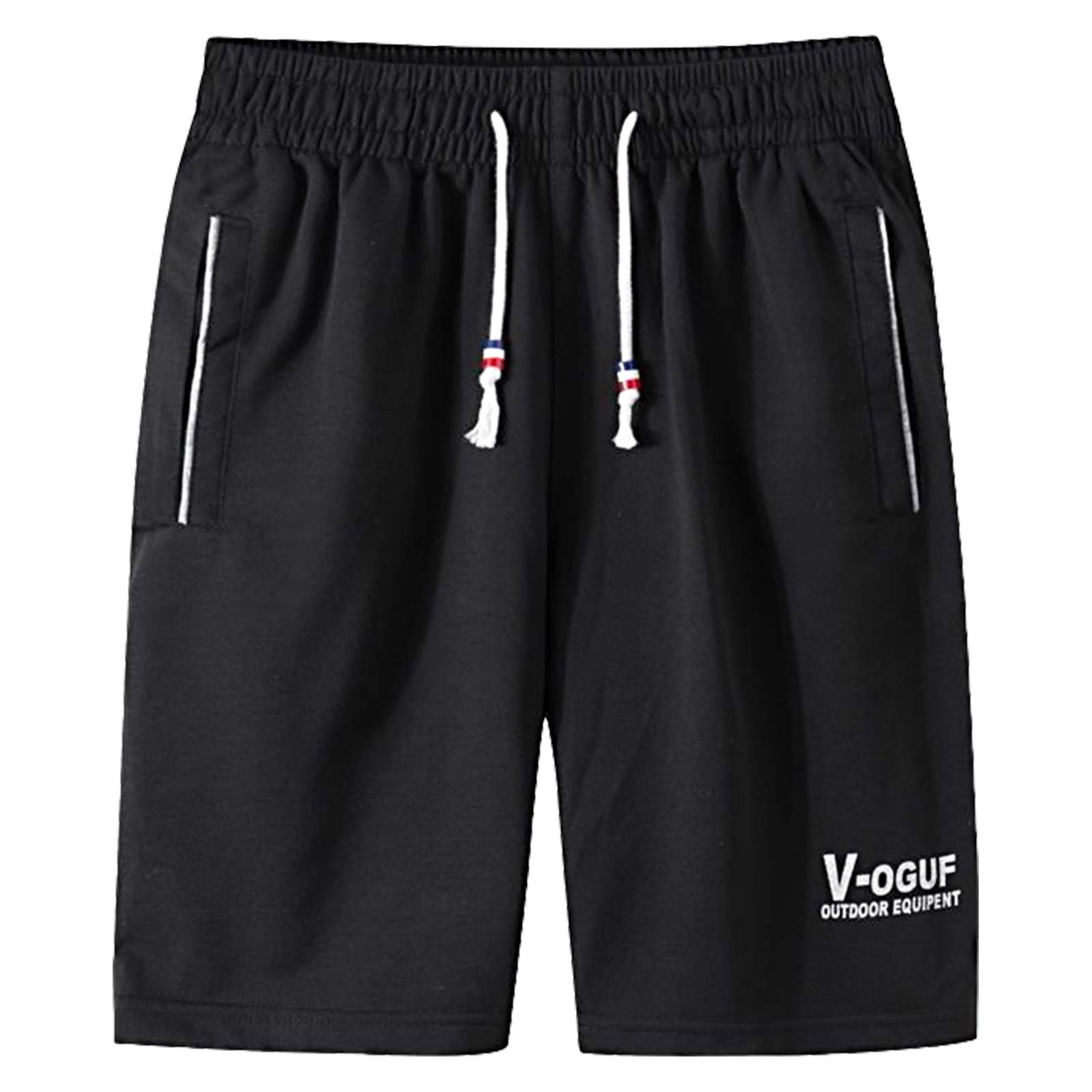 Männer Casual Fitness Laufhose Sport Boden Sommer Elastische Taille Kordelzug Knie Länge Lose Shorts Outdoor Shorts Heiße Hosen: Black / 3XL