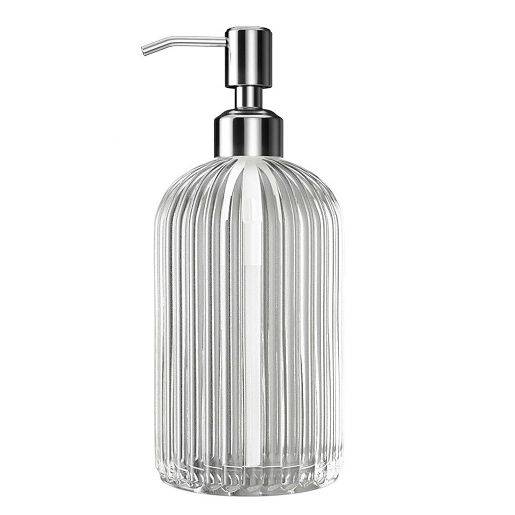 40# Large 18oz Manual Soap Dispenser Clear Glass Hand Sanitizer Bottle Soap Shampoo Dispenser for Hands Cleaning