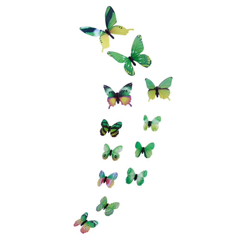 #50 12Pcs Lichtgevende Vlinder Decal Art Wall Stickers Kamer Magnetische Home Decor Glow In The Dark Vlinder mariposas Decor: green