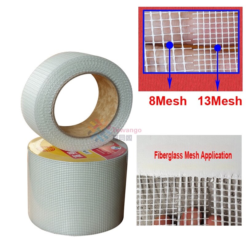 Pressure Sensitive Adbesive Grid Tape 8/13 Mesh Glass Fiber Waterproof Joint Connector DIY Wall Anti Crack Fiberglass Cloth