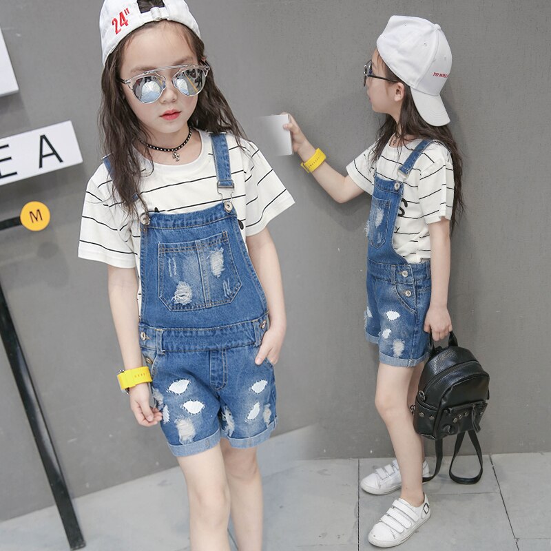 Meisjes Overalls Zomer Kind Baby Shorts Gat Jeans Grote Kind Sling Broek Tij