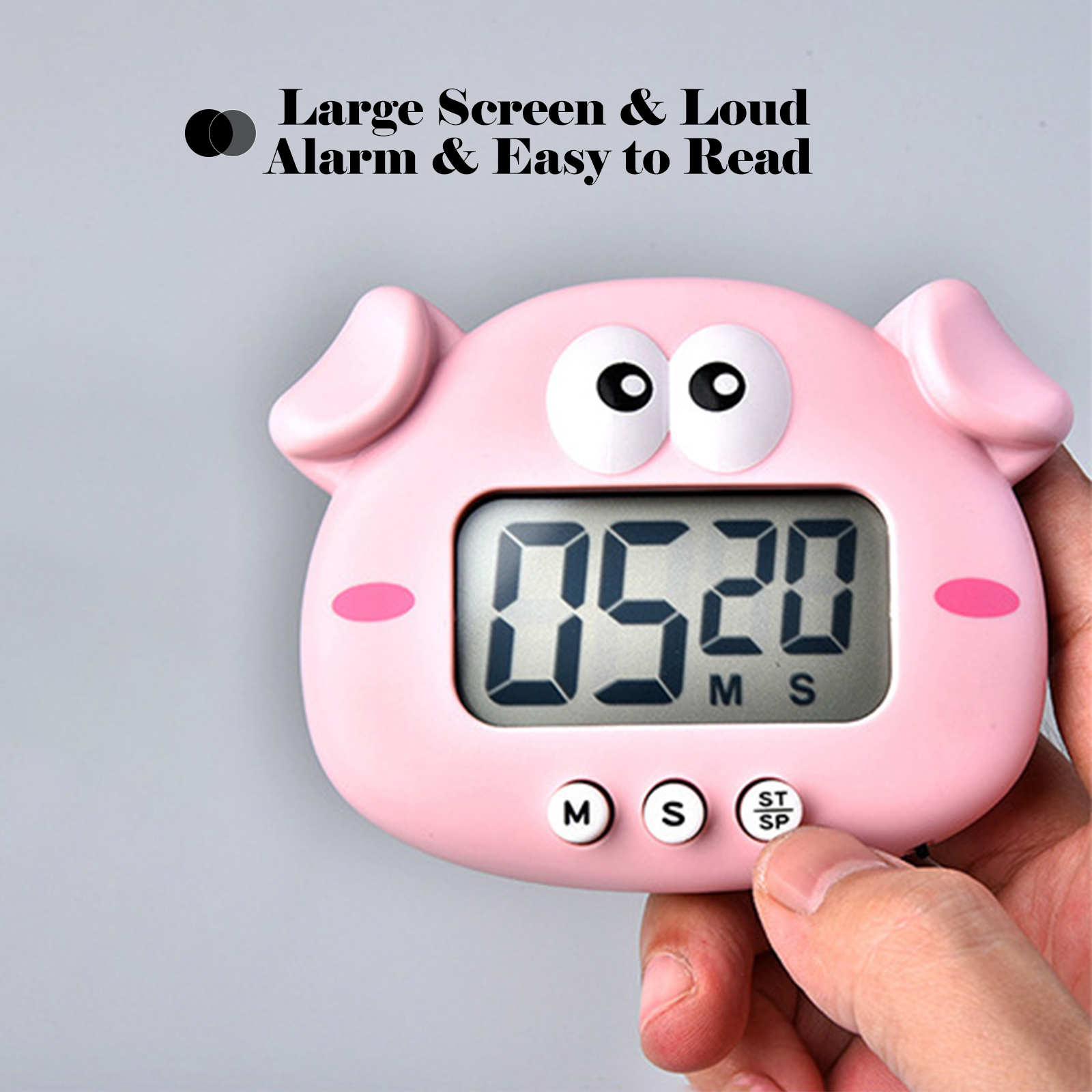 Kitchen Timer Loud Alarm Cooking Timer Countdown Magnetic Clock Timer Cute Animal with Back Stand for Time Management Timer