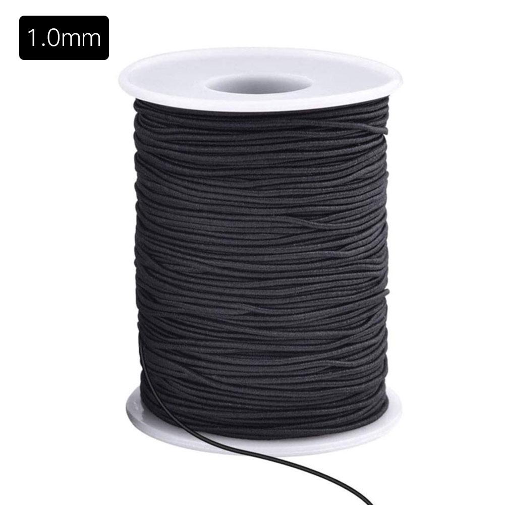 Rollo de 100m de hilo elástico redondo para máscara, pulsera de cristal, accesorios para fabricación de mascarillas, 1mm/2mm, negro y blanco: black 1mm