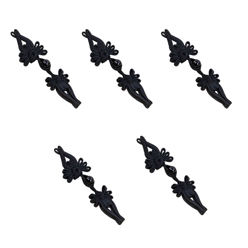Chinese strikknopen satijn stof sluitingen knop DIY Craft voor Cheongsam Chinees: Black