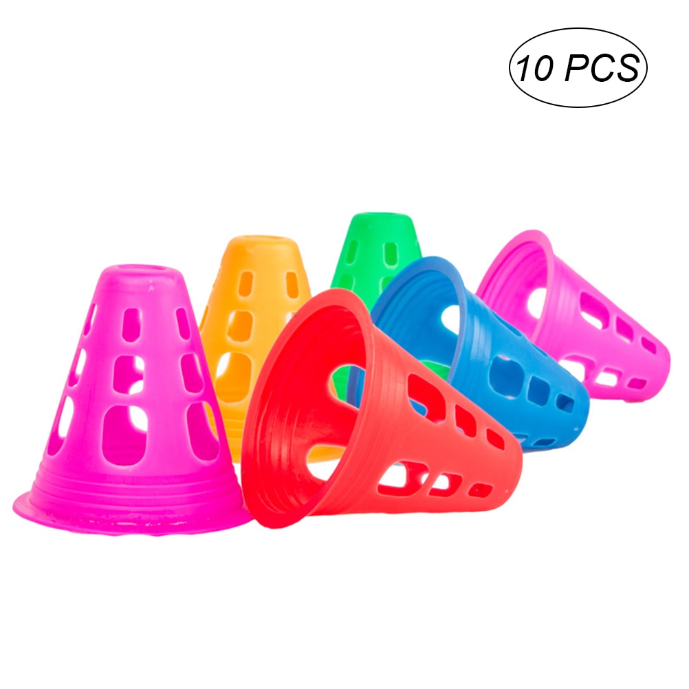 10 Uds cono de plástico multiusos para patinaje sobre ruedas de fútbol entrenamiento deportivo físico (Color aleatorio)