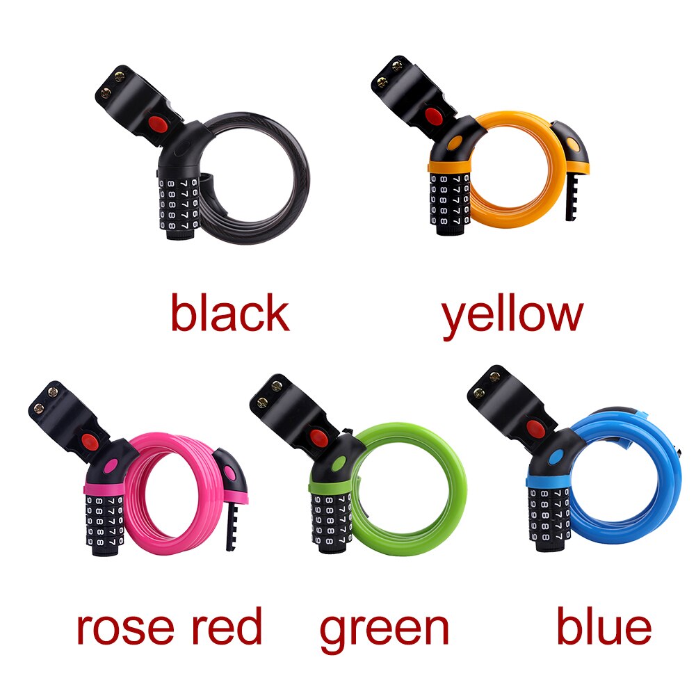 With Bracket Bicycle Combination Lock Children 5 Numbers Thickened Anti Theft Kids Practical Steel Wire Durable Mountain Bike