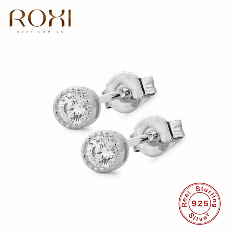 ROXI Women Classic Shining Zircon Small Stud Earrings Piercing Ear Jewelry 925 Sterling Silver Austrian Crystal Earring