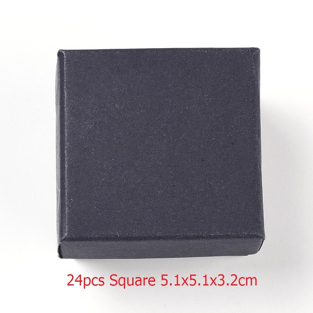 Square/Rectangle Jewelry Organizer Box For Earrings Necklace Bracelet Display Box Holder Packaging Cardboard Boxes Black: 24pcs 5.1x5.1x3.2cm