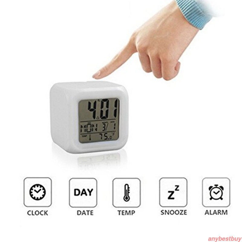 7-Color Changing LED Alarm Clock With Glowing Night Light – Perfect For Kids' Bedroom (Battery Powered)