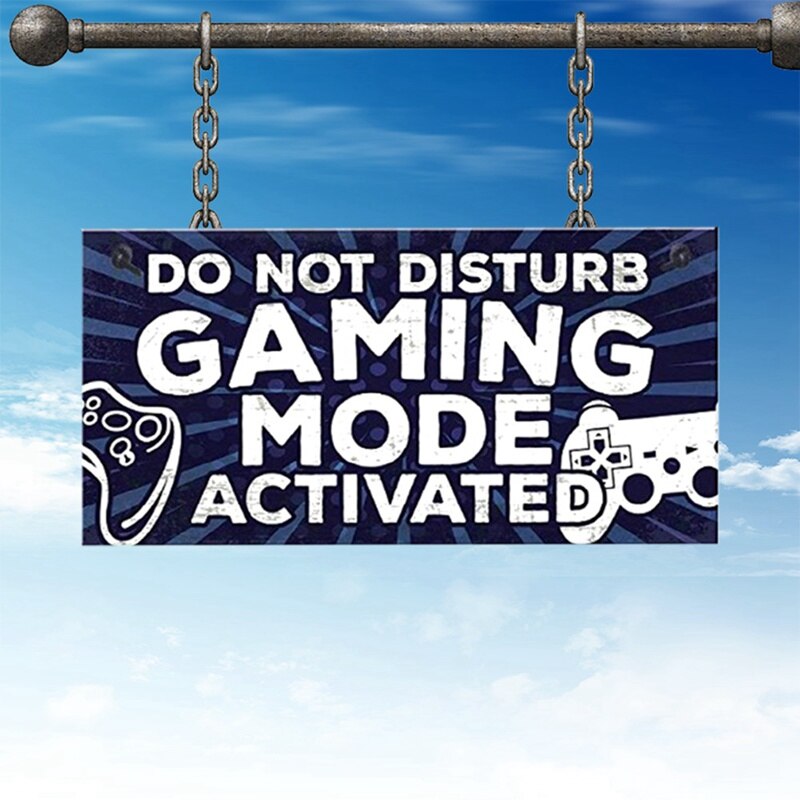 Do Not Disturb Gamer Gaming Sign Blue Door Hanger Sign Man Cave Bedroom Plaque Birthday Son Brother Dad Home Decor