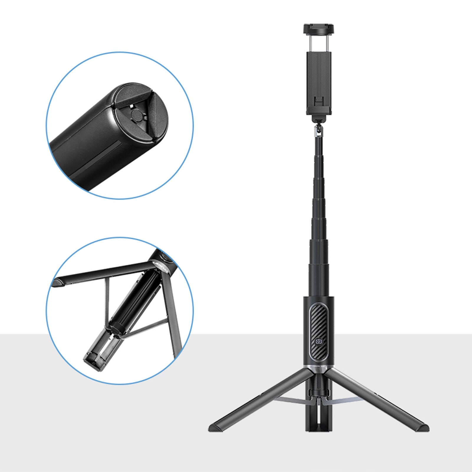 Ulanzi SK-02 Wireless Selfie Stick Tripod - Bluetooth Remote Control - Cold Shoe Mount for Mic & Light