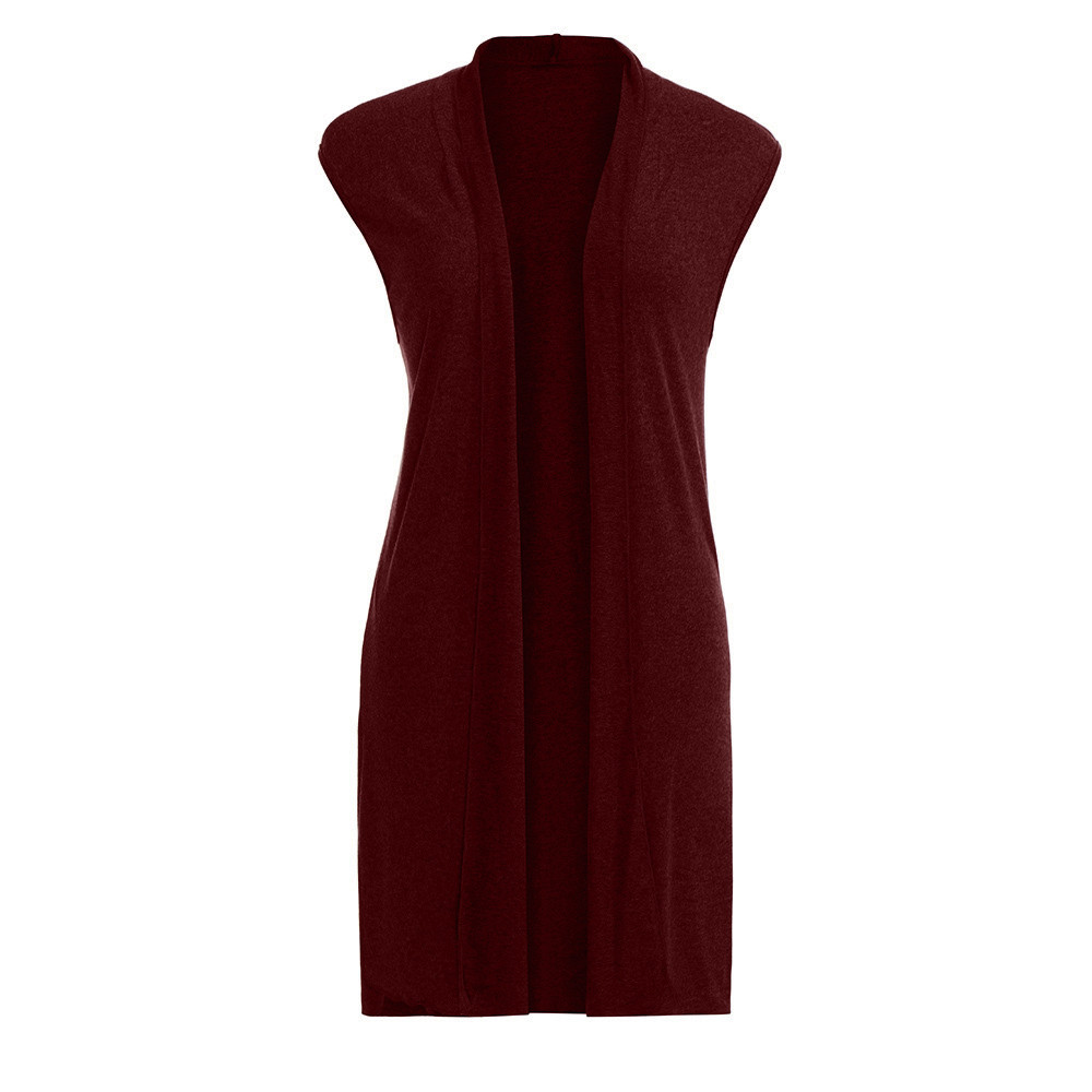 Gilet Long sans manches pour femmes, , Bar, automne, Kimono Cardigan, manteau, poche avant ouverte, décontracté, léger, Chamarras