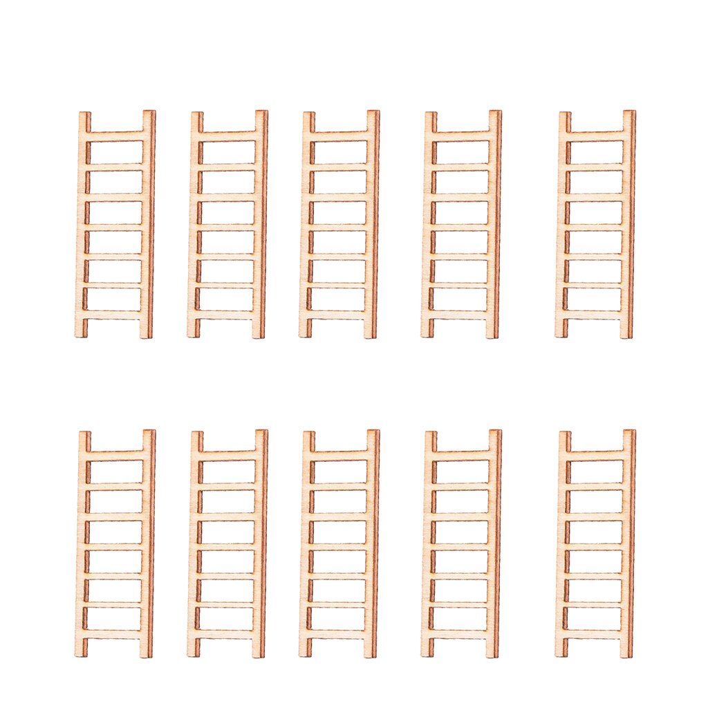 10Pcs Micro Landscape Decoration Wooden Ladder Ornament Garden DIY Crafts Wood
