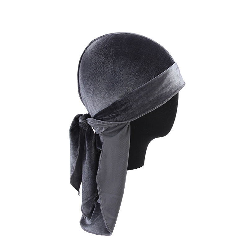 Unisex Velvet Durags Bandana Turban Hat Men Women Breathable Warm Long Tail Doo Rag Durags Pirate Hat Hip Hop Headband