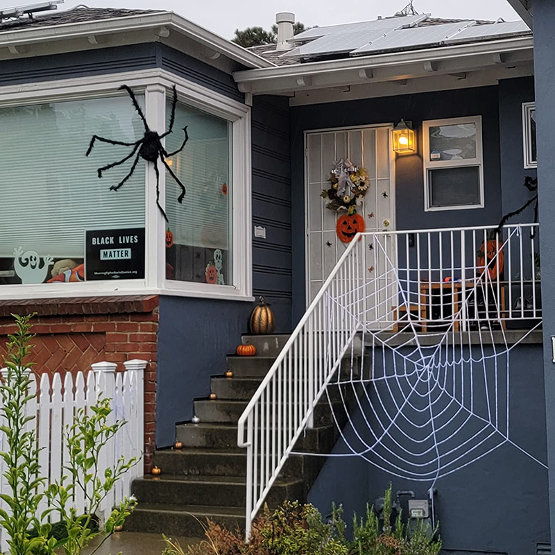 Halloween Spinnenweb Gigantische Spinnenwebdecoratie Zwart Wit Gigantische Rekbare Spinneweb Party Bar Spookhuis Huisdecoratie