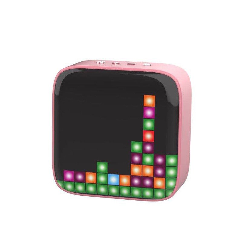 Bluetooth Control LED Pixel Screen Speaker 6W Output Stereo Audio Pixel Art Cute Home Light Decoration Mini Music Play Box: Pink