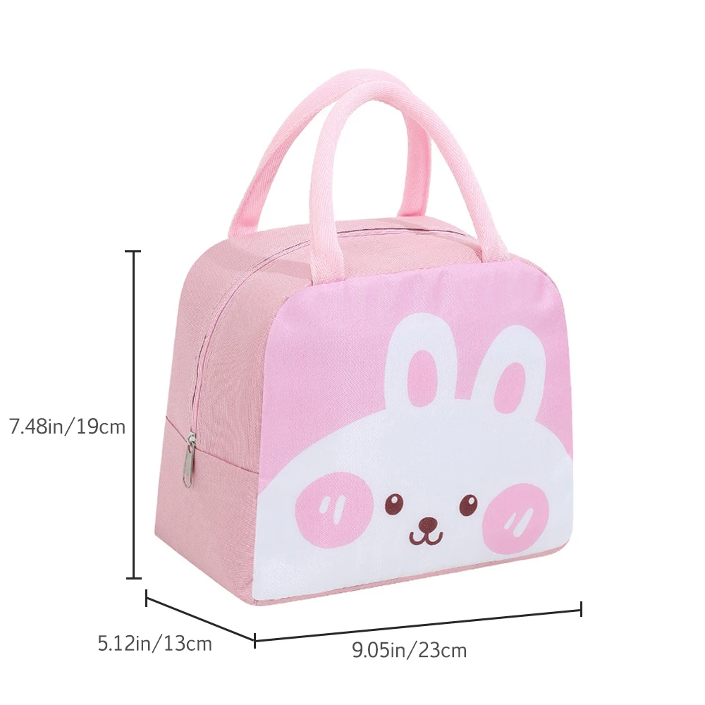 Cartoon Lunch Bag Portable Insulated Thermal Lunch Box Picnic Supplies Bags Milk Bottle For Women Girl Kids Children: WHITE