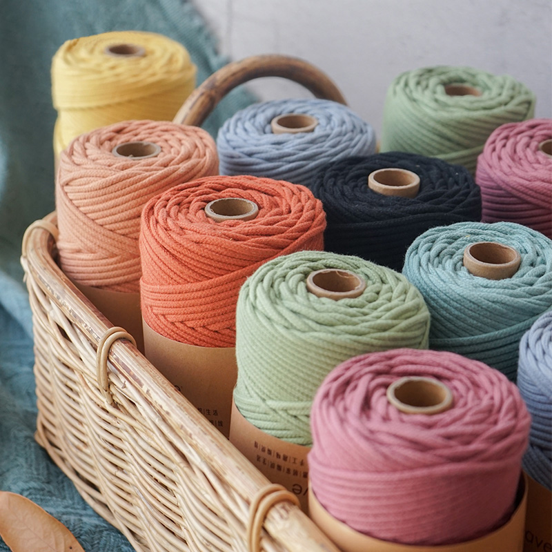 Cuerda de hilo de colores para manualidades, cordón de macramé de algodón trenzado de 3mm, para decoración del hogar y boda, DIY, 100M