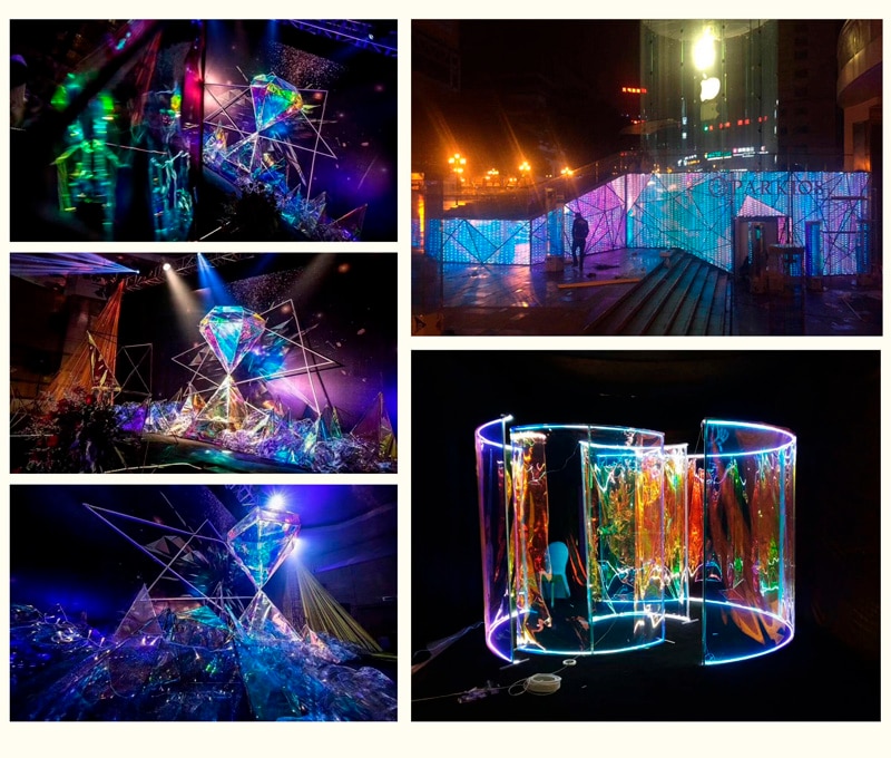 Kolorowe okno film SUNICE 35*1000cm dichroiczne kolorowe barwione szklana naklejka przezroczysta tęcza barwienia słoneczny film diy Cosplay