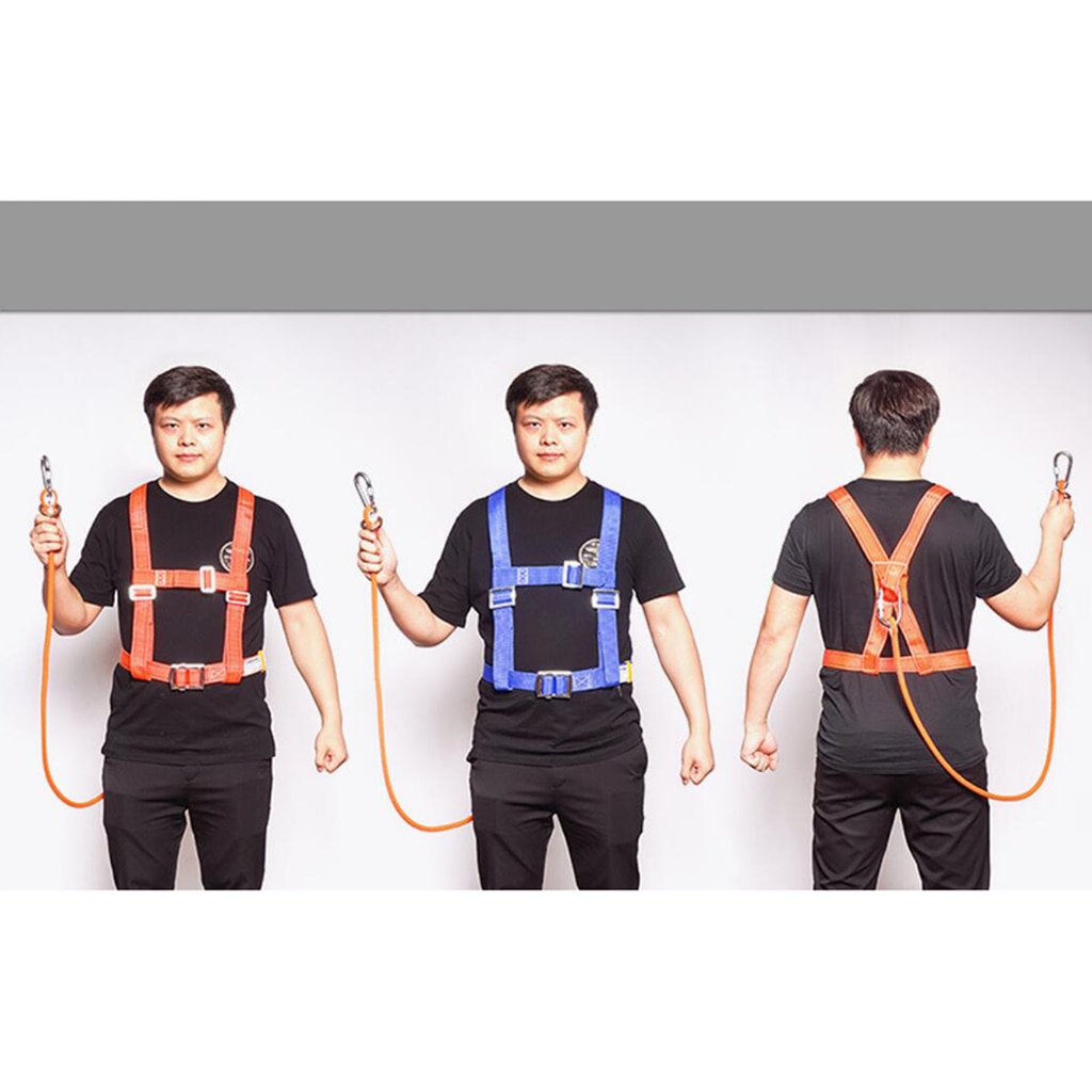 Safety Lanyard Outdoor Climbing Harness Belt Fall Protection Rope with Carabiners Single / Dual Leg Outdoor Climbing Accessories