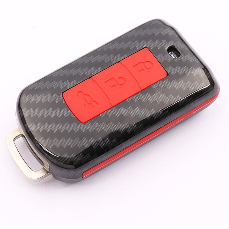 Carcasa para llave de coche con de fibra de carbono ABS para Mitsubishi Outlander Lancer 10 Pajero Sport EX ASX RVR Colt Grandis L200 Smart