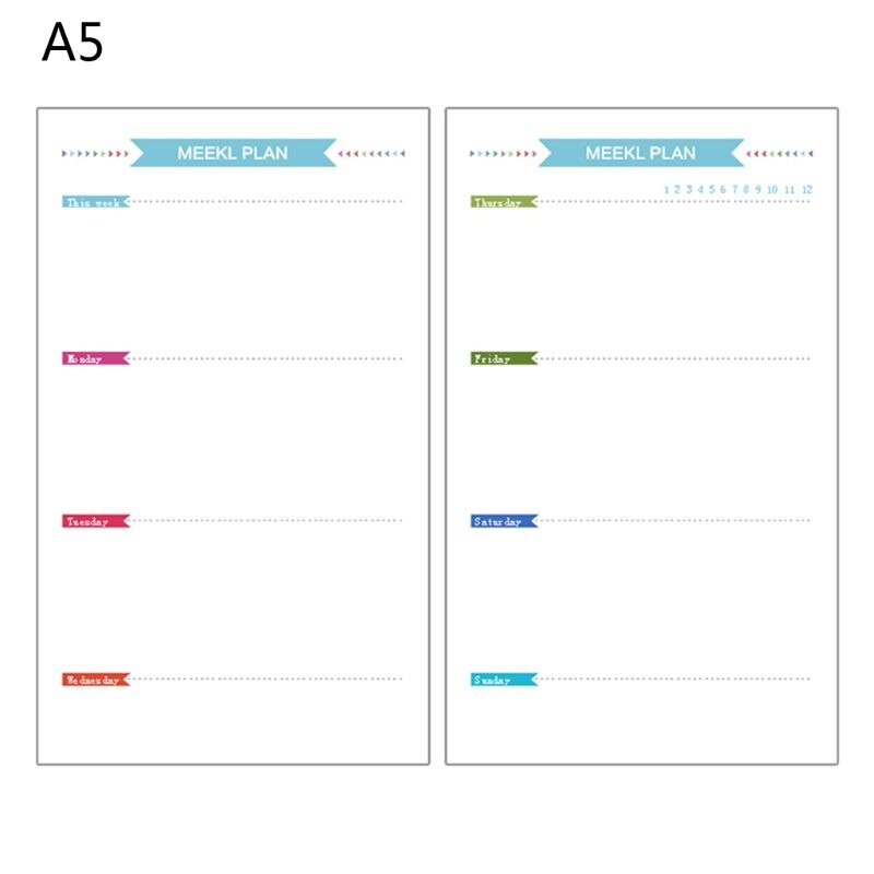 6 gaten vulling binnenpapier dagboek week maand planner voor  a5 losse bladen notitieboek: F