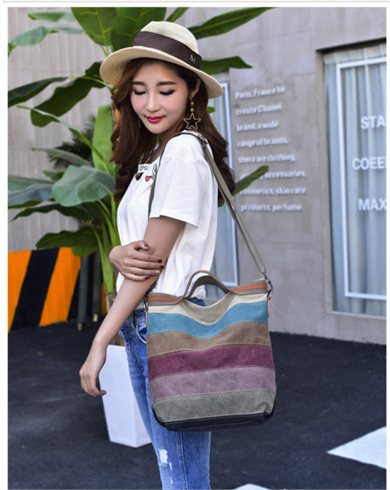 Casual damestas, #39 canvas schoudertassen, messengerbag met grote capaciteit en meerdere compartimenten 2022 gestikte canvas tas