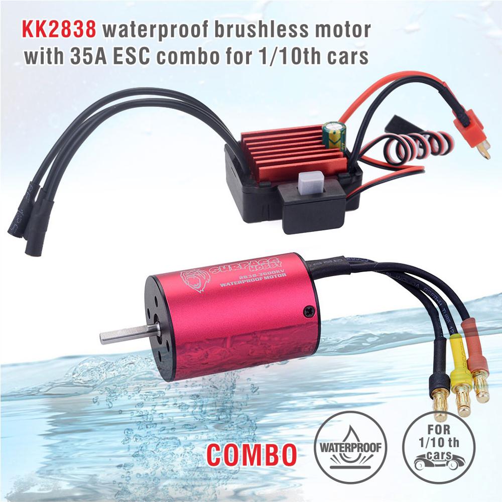 Surpass Hobby KK Waterproof ESC Brushless Motor 2845 2800/3800/4400KV with 35A ESC for Traxxas HSP 1/12 RC Monster Buggy On Road