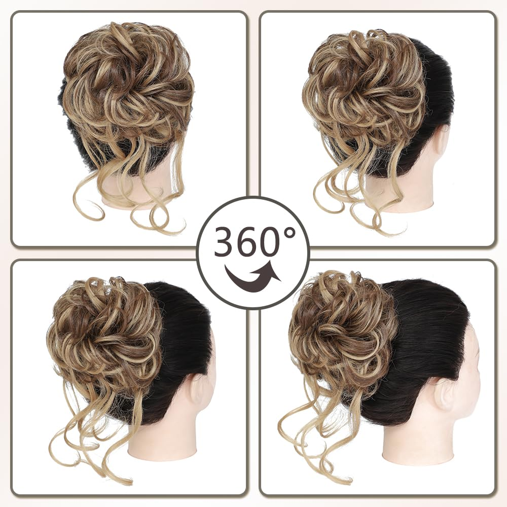 Synthetic Messy Bun Hair Piece Claw Clip Tousled Updo Hair Buns Hairpiece Extensions Curly Faux Bun Hair Pieces for Women