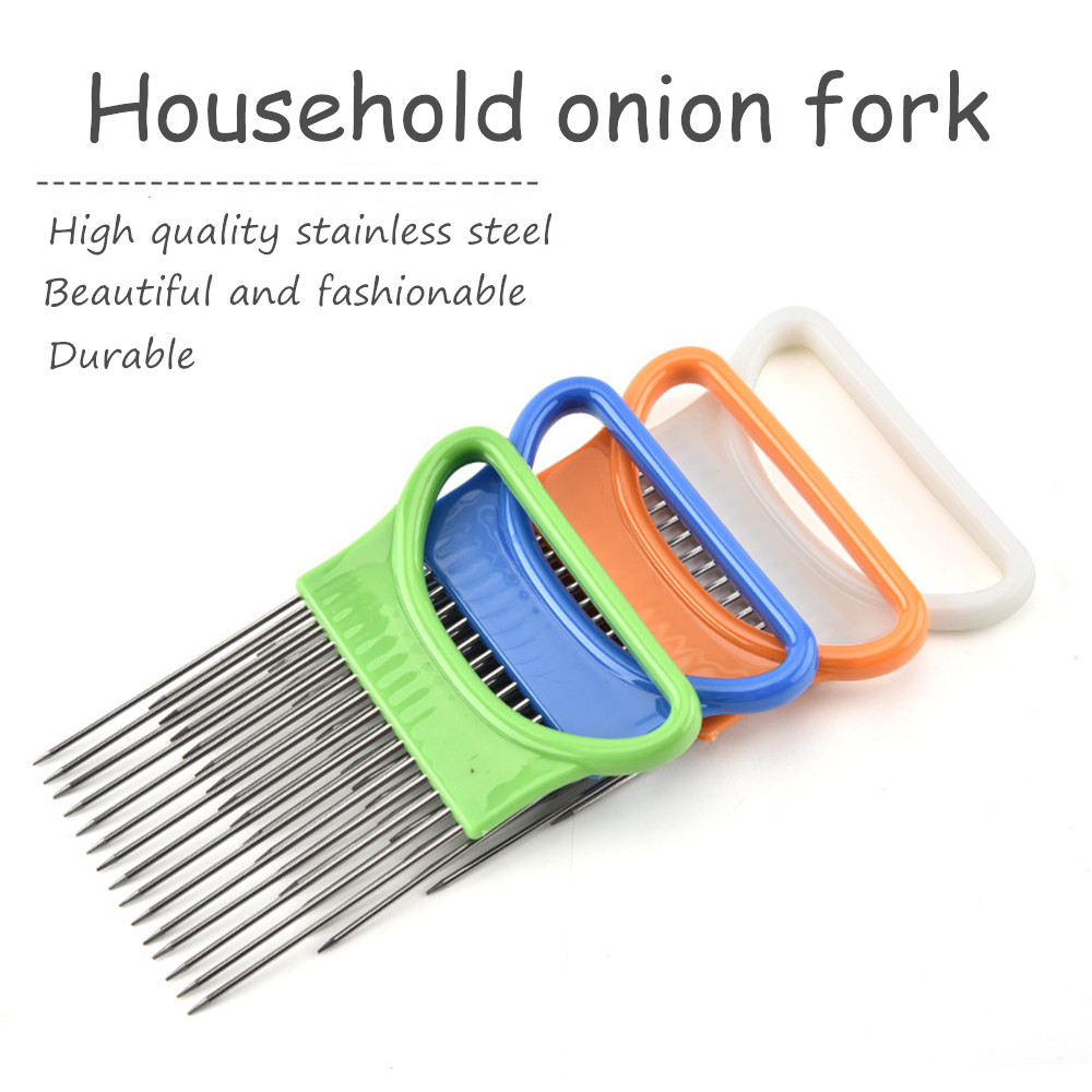 Kitchen Tools Tomato Onion Vegetables Slicer Cutting Aid Holder Guide Slicing Cutter Safe Fork Onion Slicer Good Helper