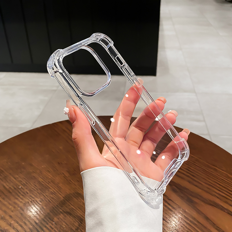Simple and high-end phone case suitable for iPhone 13/14/15/16 Pro transparent all inclusive anti silicone airbag: for iphone13(6.1")