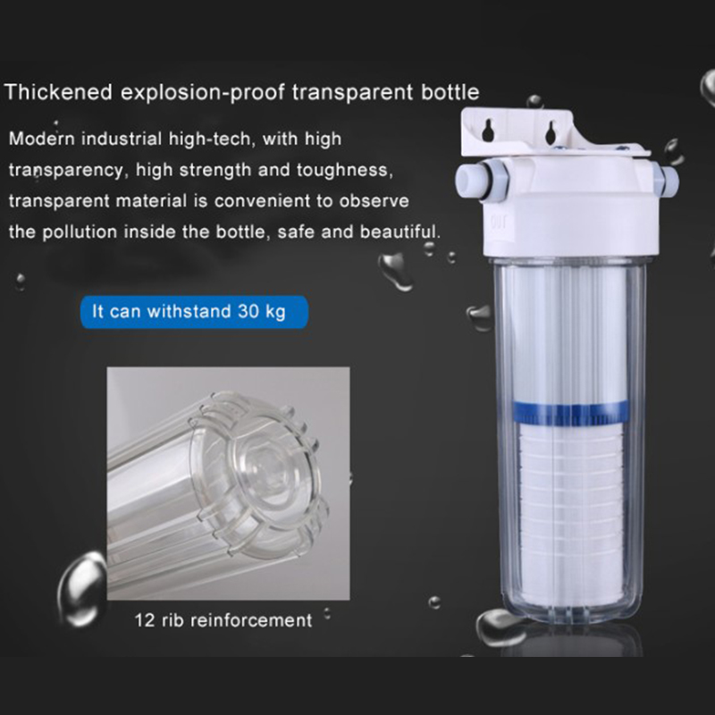 Pre-Filter PP Cotton Explosion-Proof Transparent Bottle Water Purifier Softener Activated Carbon Filter Cartridge 10 Inches