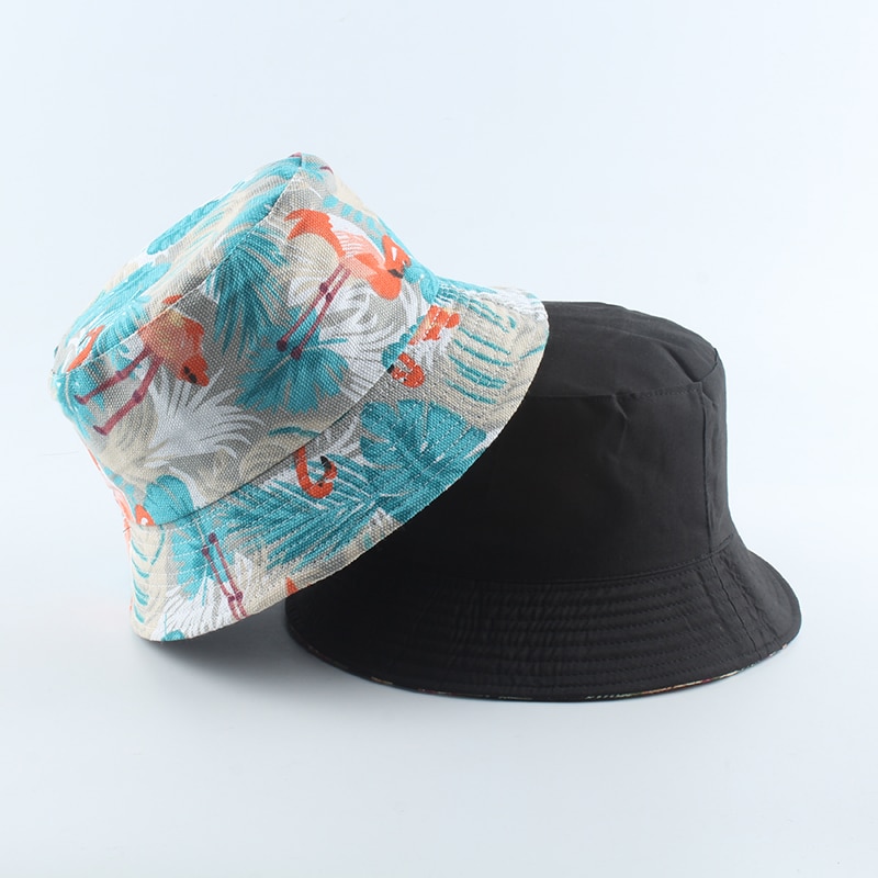 Summer Coconut Tree Flower Printed Fisherman Caps Panama Bucket Hat Reversible Gorro Pescador Men Women