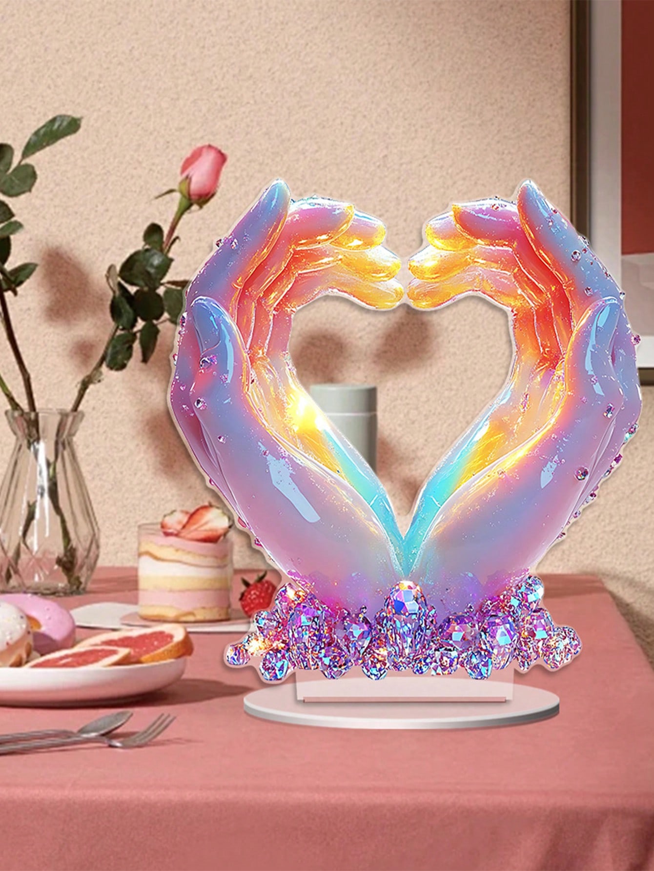 Palm ornaments, heart-shaped hand statues, love finger sculptures wedding ornaments, suitable for office home decoration.