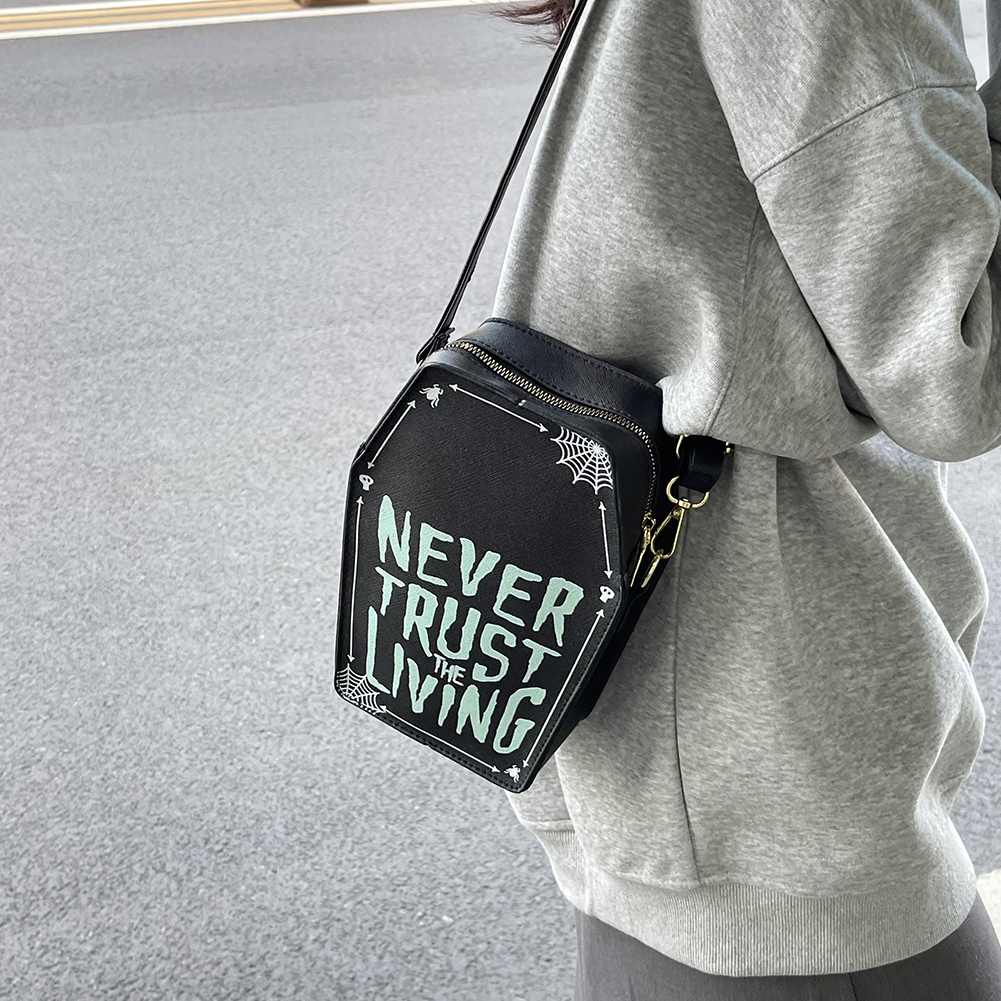 Borsa a tracolla gotica borsa a tracolla a forma di bara in pelle PU da donna borsa a tracolla moda Y2K per Cosplay di Halloween