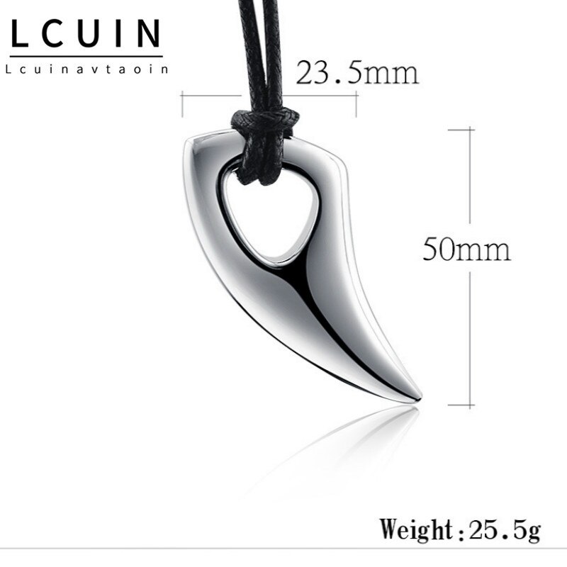 Wolf Tooth Men Necklace - National Wind Titanium Steel Wolf Head Pendant Necklace With Leather Rope Jewelry Colar Choker