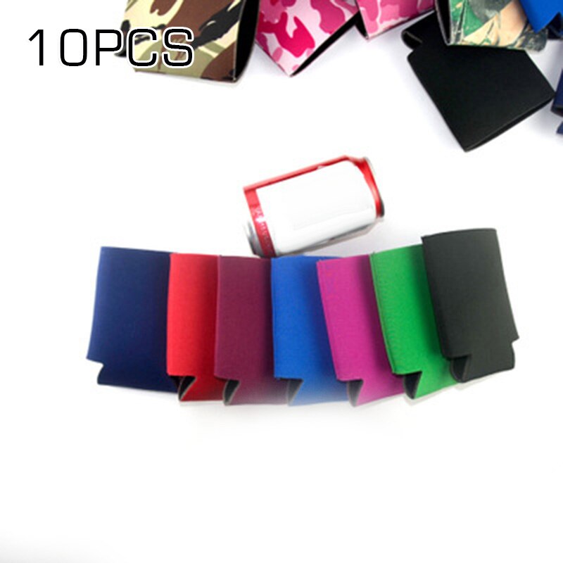 10 pièces néoprène canette de bière refroidisseur boisson tasse bouteille manchon isolant-enveloppe couverture Portable bouteille en plein air manchon Camping canette tasse Soda