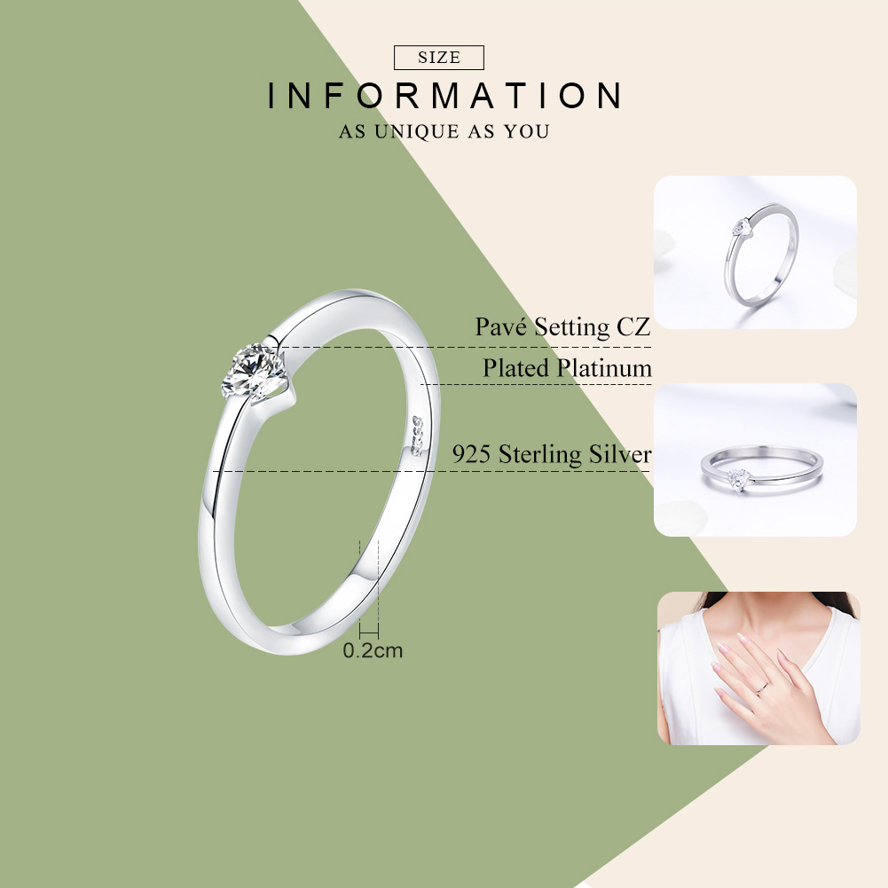 Bamoer 925 Sterling Silber Leucht Finger Ring Einfache Herz Hochzeit Ringe für Frauen Hochzeit Engagement Schmuck SCR450