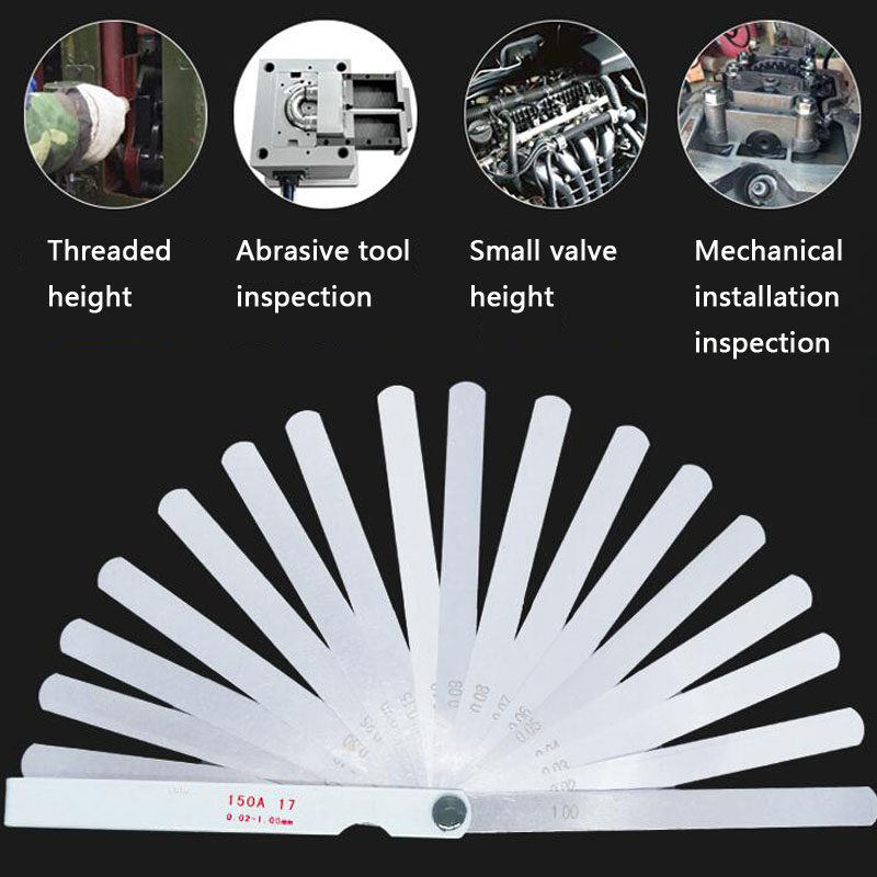 0.03-1.0mm Stainless Steel Feeler Gauge Gap Ruler 32 Blade Metric Feeler Gauge Gauge Filling Thickness Measurement Tool