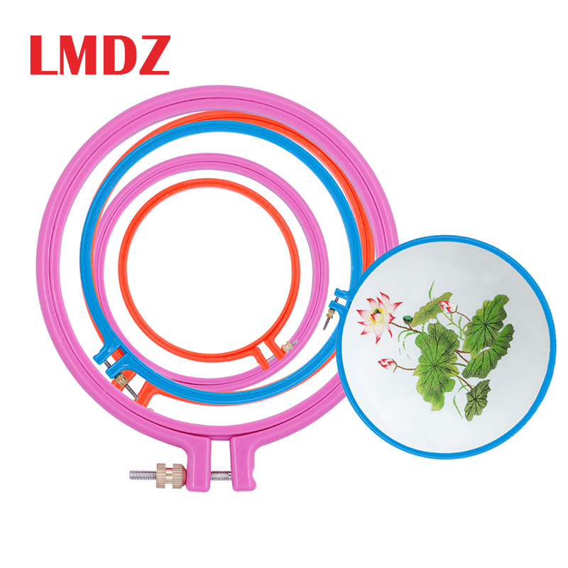 LMDZ-Anillo de aro de bordado con marco de plástico, aro redondo para punto de cruz, costura a mano, herramienta de bricolaje, Color aleatorio, 1 ud.