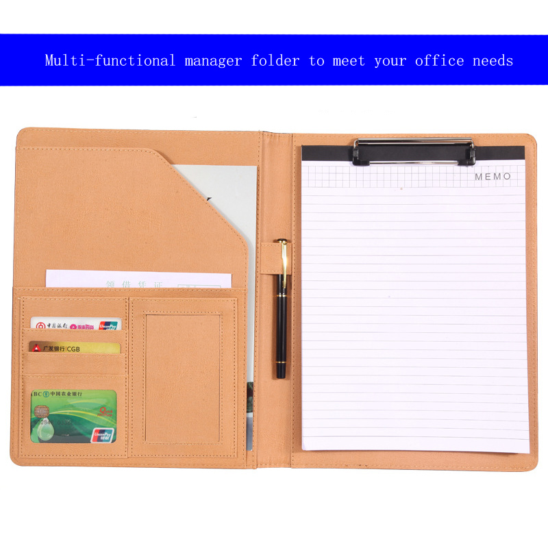 2pcs A4 PU leather folder manager folder multi-function office supplies bag