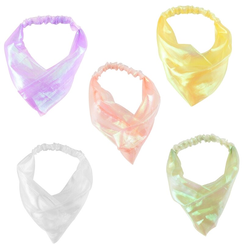 Vrouwen Mesh Twist Knoop Brede Hoofdband Holografische Glanzende Kleurrijke Party Haarband B2QE