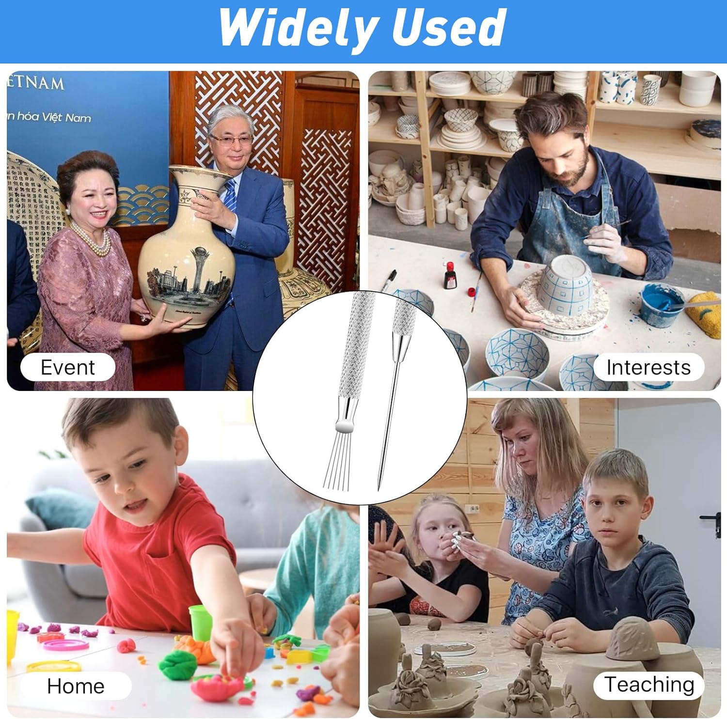 Herramientas de arcilla polimérica de aleación de aluminio, herramientas de escultura de cerámica, cinta de tallado, extremo de alambre, juego de herramientas de arcilla para detalles, 6 uds.