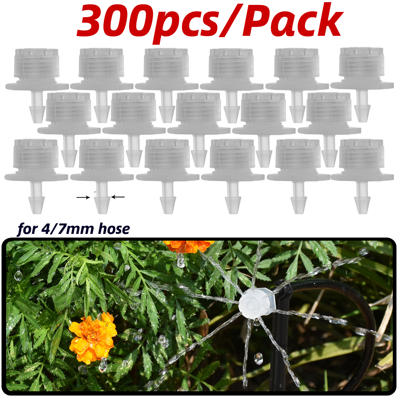 30-800PCS Garden 4/7mm Adjustable Dripper Greenhouse Sprinkler Micro Drip Irrigation Watering Anti-Clogging Emitter 1/4inch Hose: PURPLE