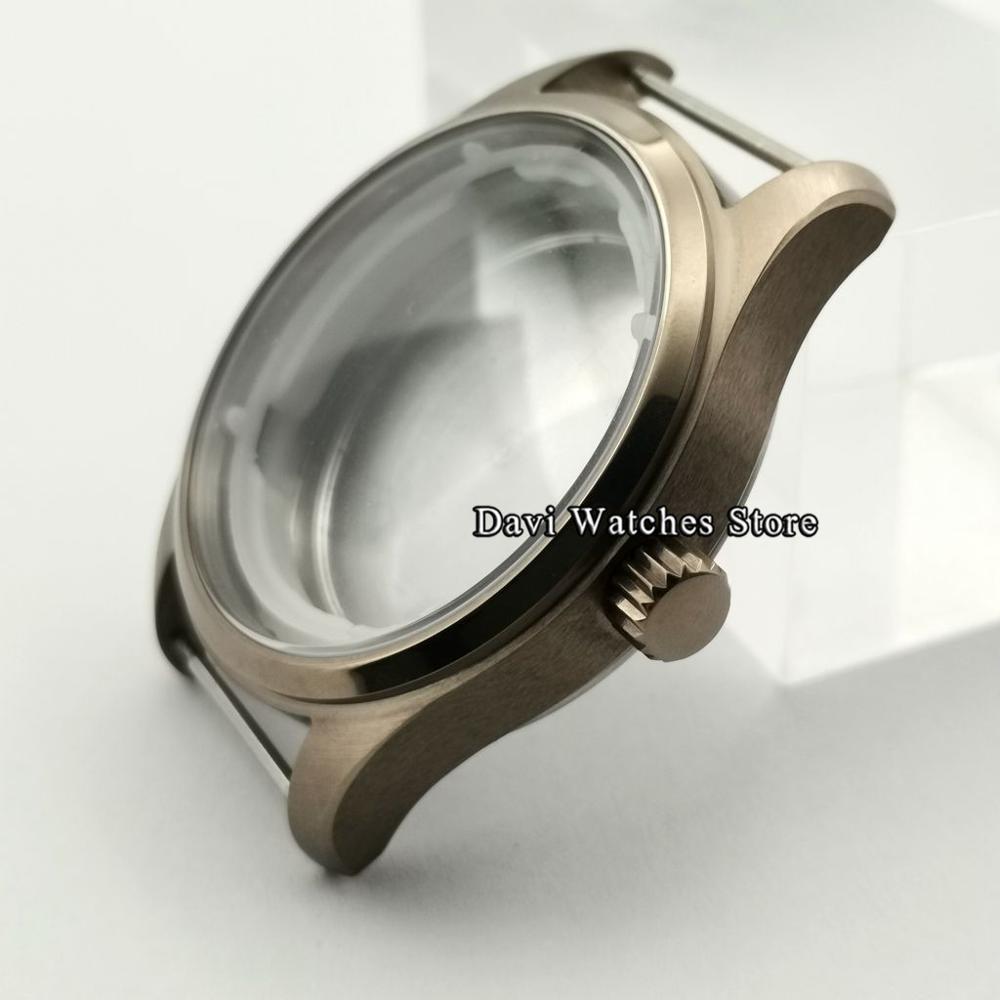 40MM Silver/Bronze coating watch case part brushed Fit NH35/NH36 ETA 2824 movement