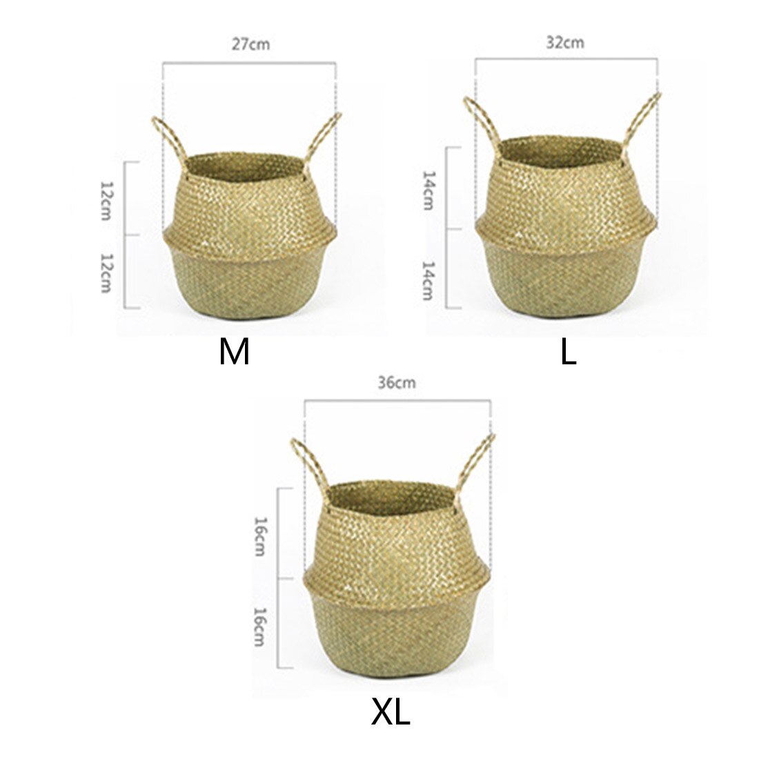 Håndlavet hængekurv planter kurv søgræs fletværk kurv bambus opbevaring kurve sammenfoldelig patchwork flet rattan seagra